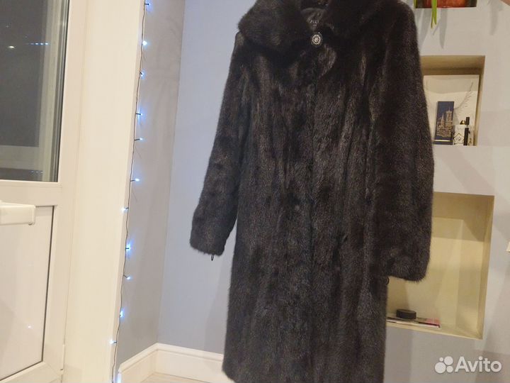 Шуба норковая с капюшоном 44 46 черная