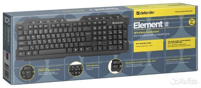 Клавиатура Б/пров. defender element HB-195