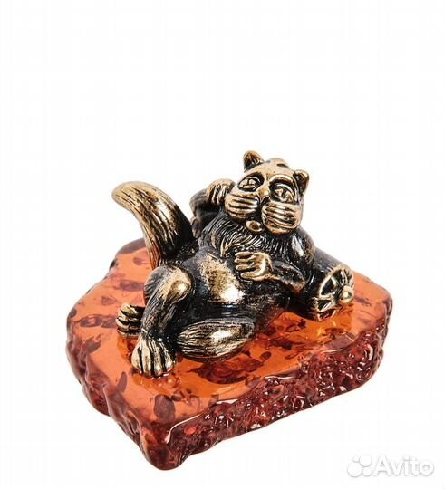 Фигурка Кот Барин (латунь, янтарь) A2102068