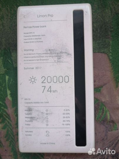 Портативный аккумулятор Remax Linon Pro 20000