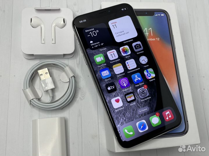 iPhone X 64gb Silver Акб-100 Идеальный