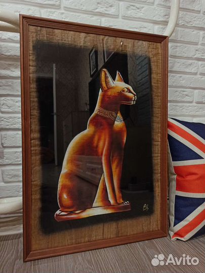 Картина папирус Кошка (Египет) 40х60 см