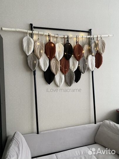 Панно макраме листья декор