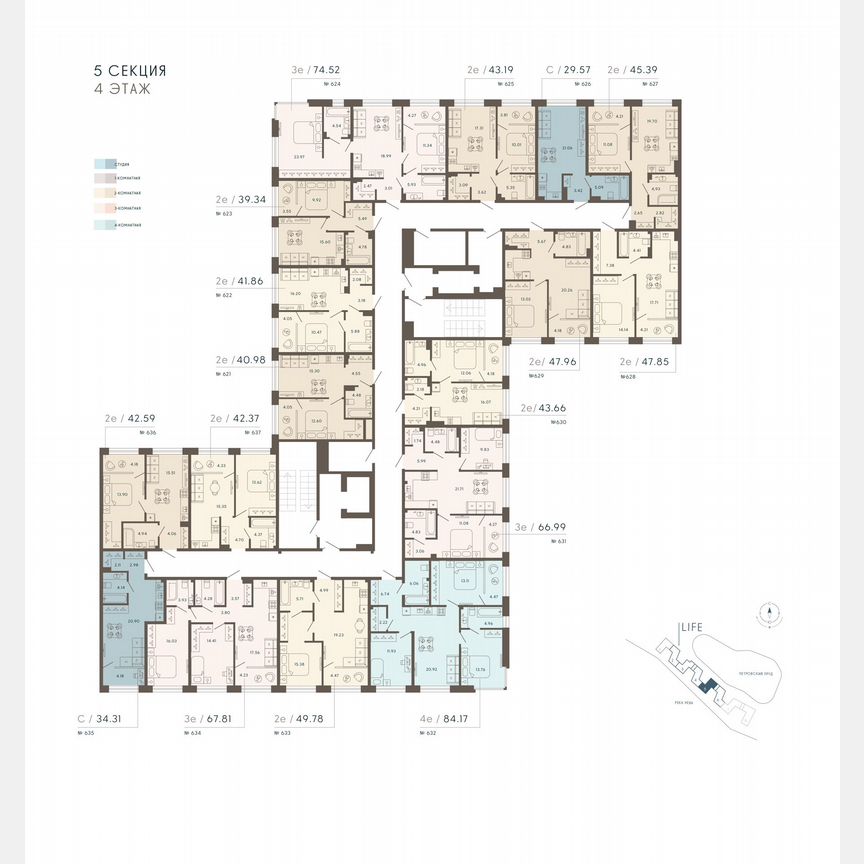 1-к. апартаменты, 40,3 м², 4/8 эт.
