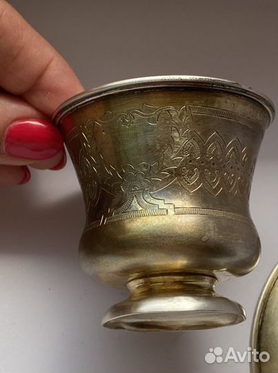 Чашка и блюдце, серебро 84 пробы