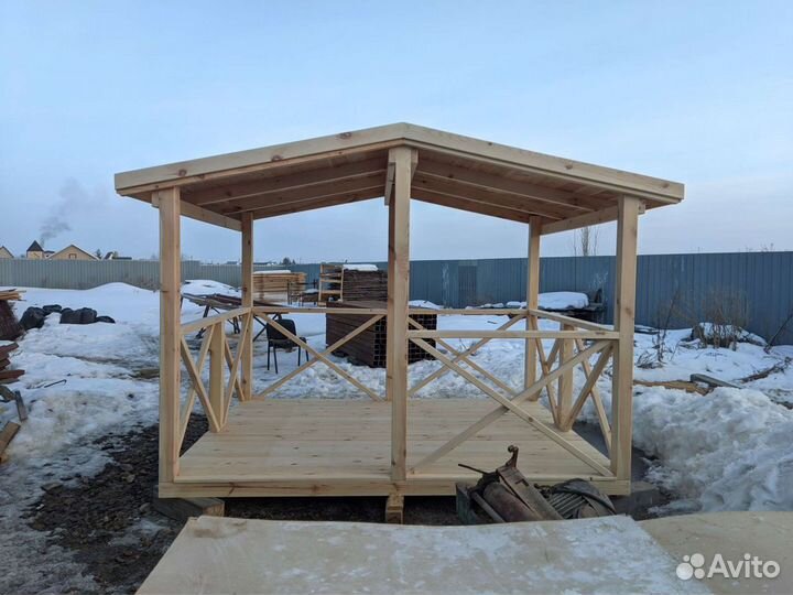 Беседка из дерева ручная работа