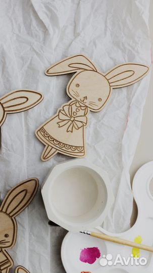 Деревянные раскраски заготовки для творчества зайч