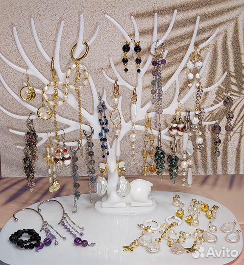 Серьги ручной работы из натуральных камней