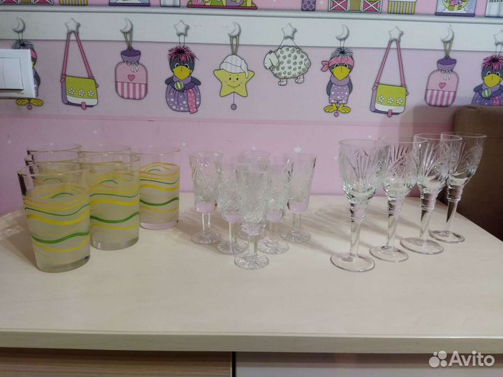 Стаканы(стекло), рюмки, фужеры(хрусталь)