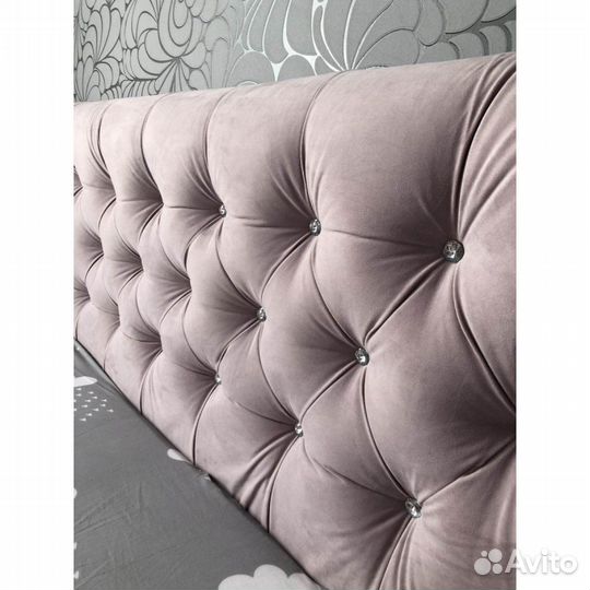 Кровать №4 1,6*2,0 м с подъемным механизмом - Банни 06 (микровелюр), Стразы