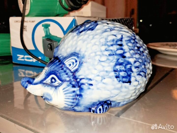 Гжель копилка еж ежик