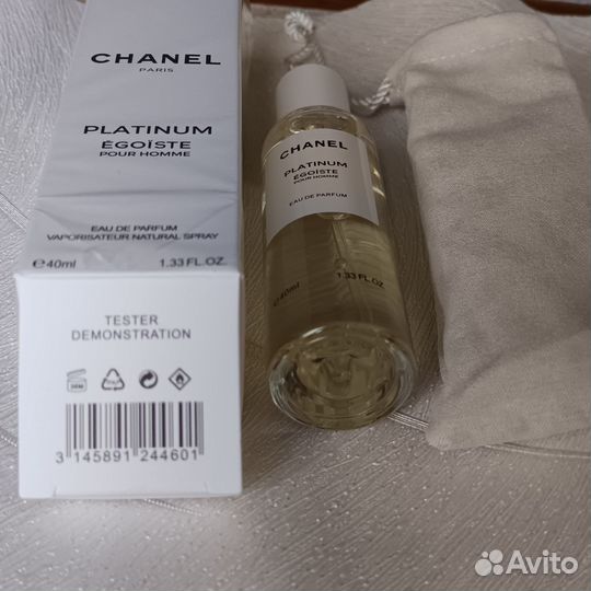 Мужской тестер chanel platinum egoiste 40мл