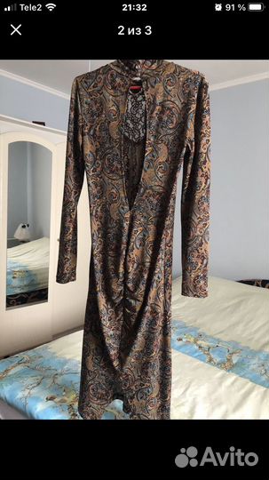 Платье трикотажное и шифоновое р.46