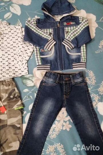 Ветровка, джинсы и рубашка для мальчика 92-98 р