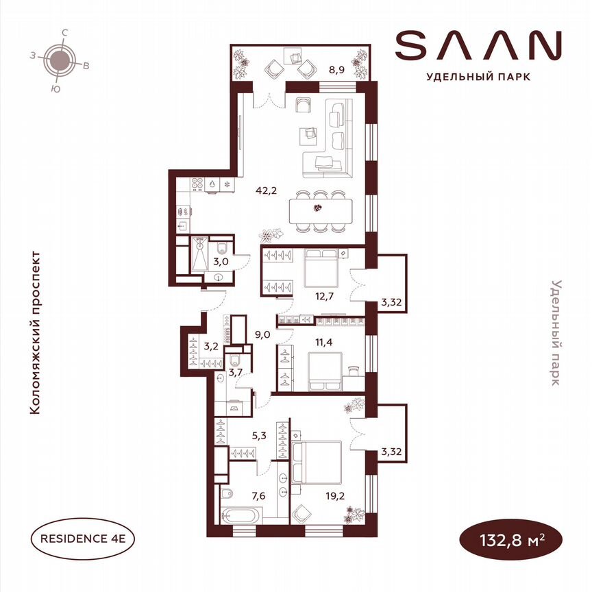 3-к. квартира, 132,8 м², 23/23 эт.