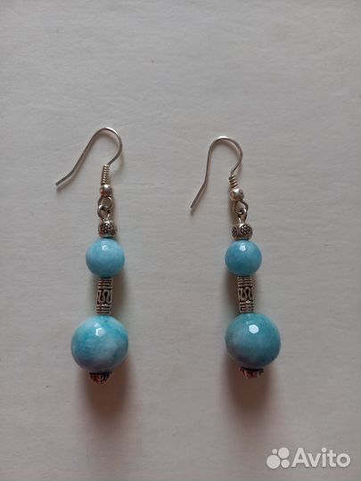 Серьги женские с голубым камнем (бижутерия)