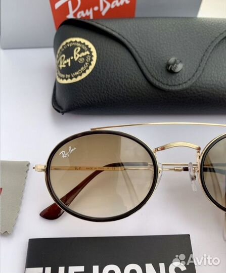 Очки ray ban oval double bringe коричневые