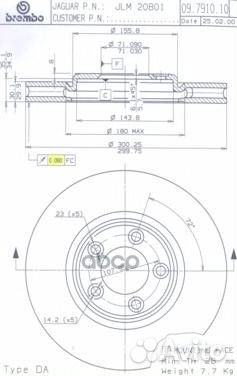 Диск тормозной UV Coated перед 09.7910.11 0