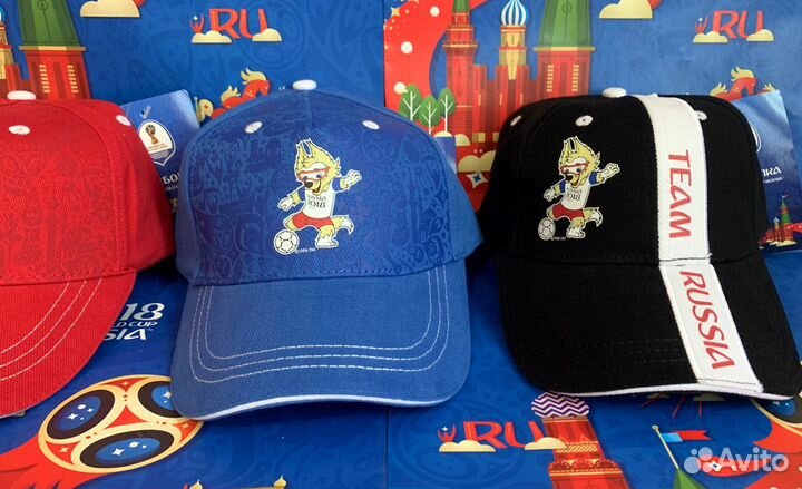 Кепки оптом. Набор кепок (4 шт) взрослых Fifa 2018