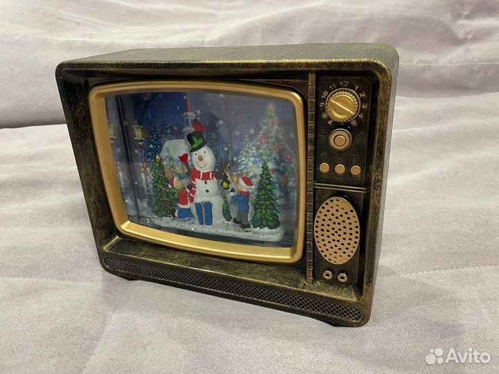 Навогодний светильник фонарь/часы с камином