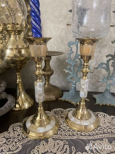 Подсвечники из латуни с перламутром