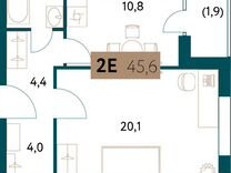 2-к. квартира, 45,8 м², 4/15 эт.