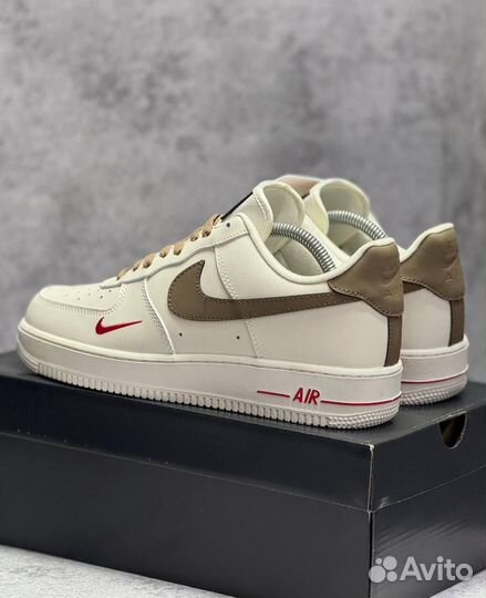 Кроссовки Nike Air Force 1 White Brown (Арт.21857)