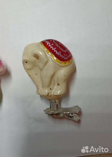 Слон и мухомор на прищепке стекло СССР