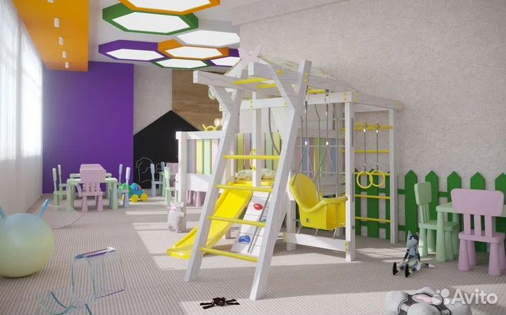 Детская кровать с домиком и горкой