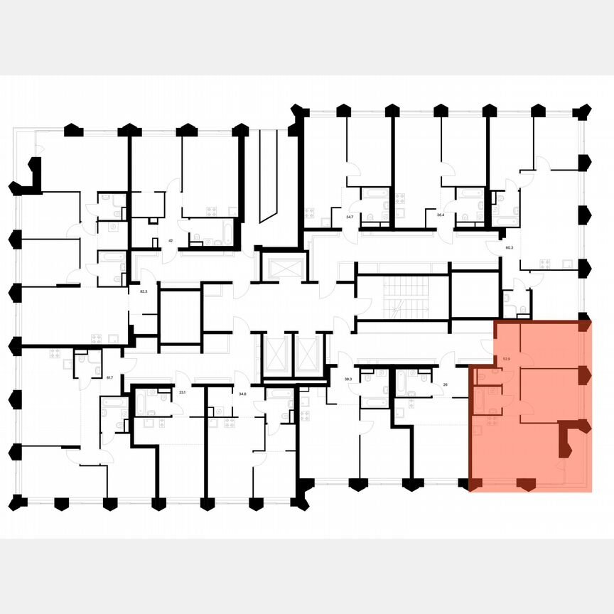 2-к. квартира, 52,9 м², 12/25 эт.