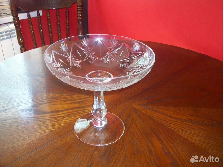 Фруктовница большая на ножке Хрусталь СССР