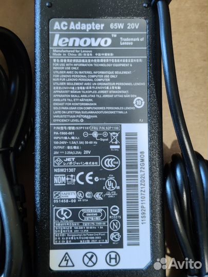 Зарядное устройство Lenovo 20V 3.25A 65W 4.0x1.7mm