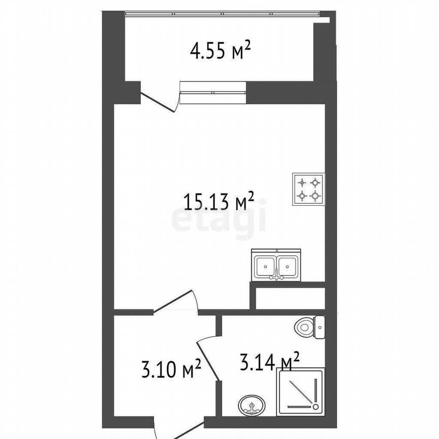 Квартира-студия, 23,6 м², 5/12 эт.