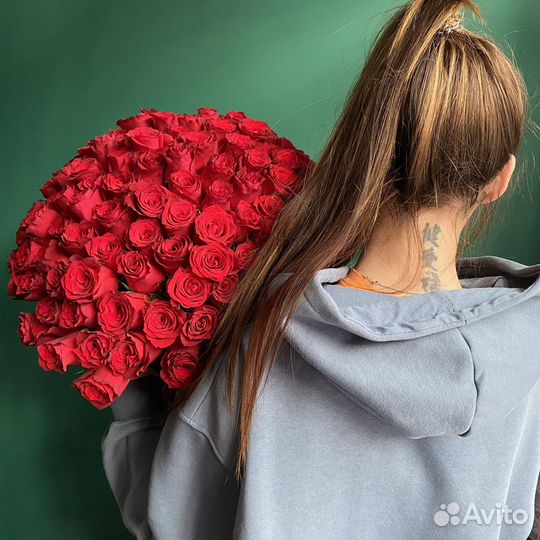 Красные розы 50 см