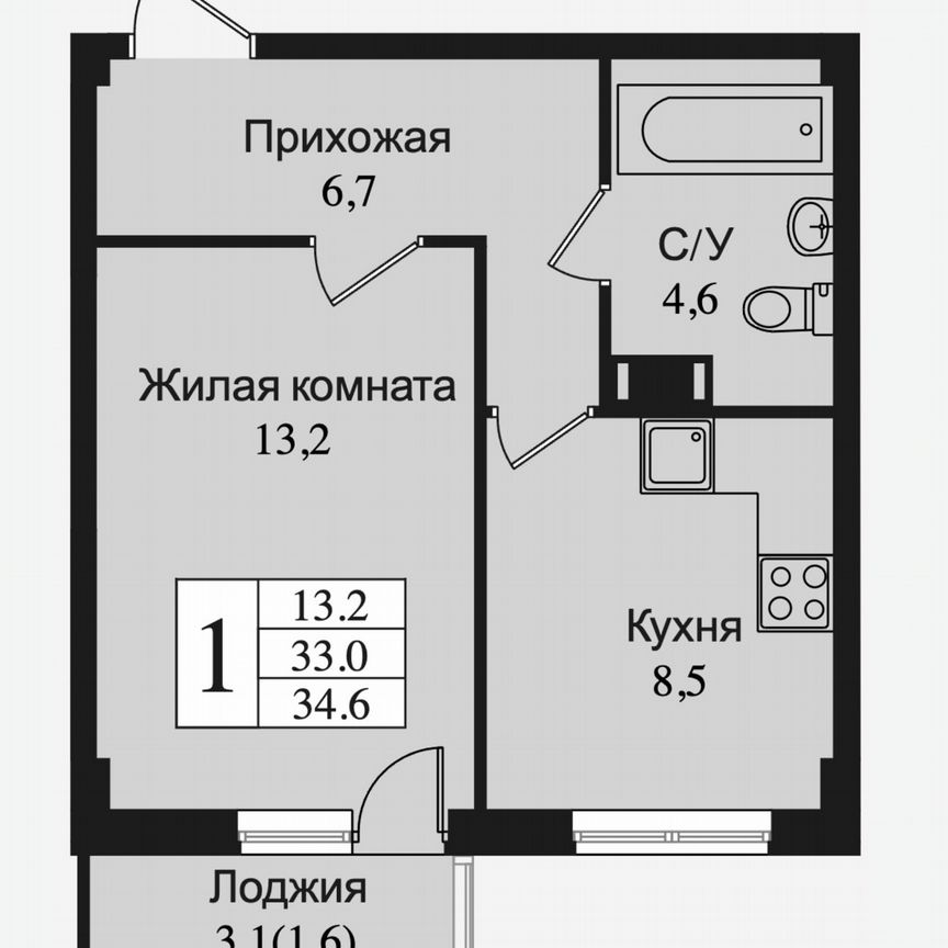 1-к. квартира, 36 м², 5/15 эт.