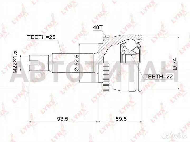 ШРУС наружный перед прав/лев hyundai solaris (SB ) 10- / i30 (FD ) 1.4/1.6 07-11 / KIA RIO III 11
