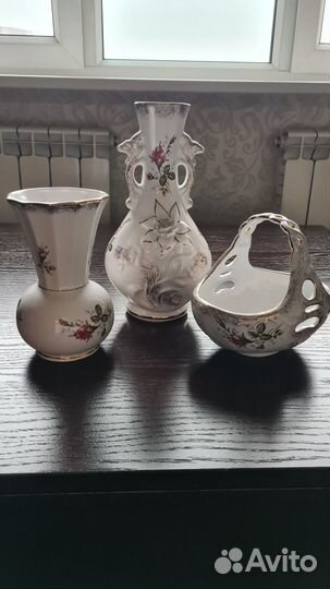 Вазы конфетница Шиповник Польша. СССР