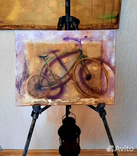 Картина маслом в винтажном стиле Велосипед