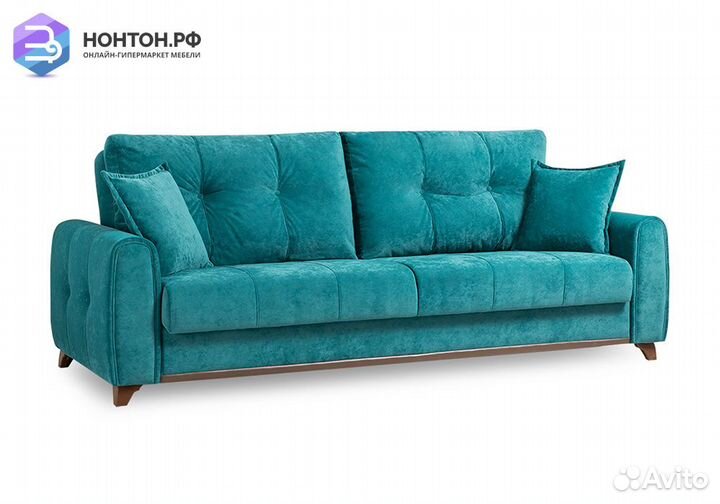 Диван книжка Плимут бирюзовый / коричневый