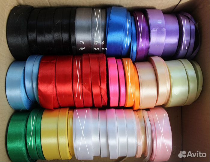 Атласные ленты 33 метра (6,12,25 мм)
