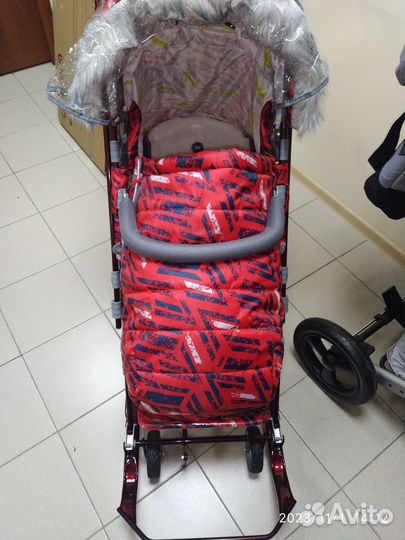 Новые санки коляска Ника 7-8 спорт (Red)