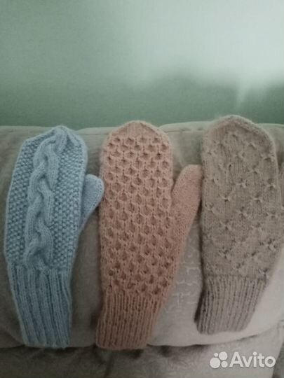 Варежки вязаные ручной работы