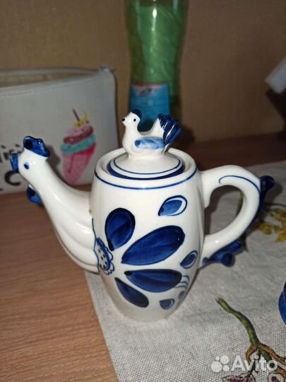 Сахарница, подсвечник гжель