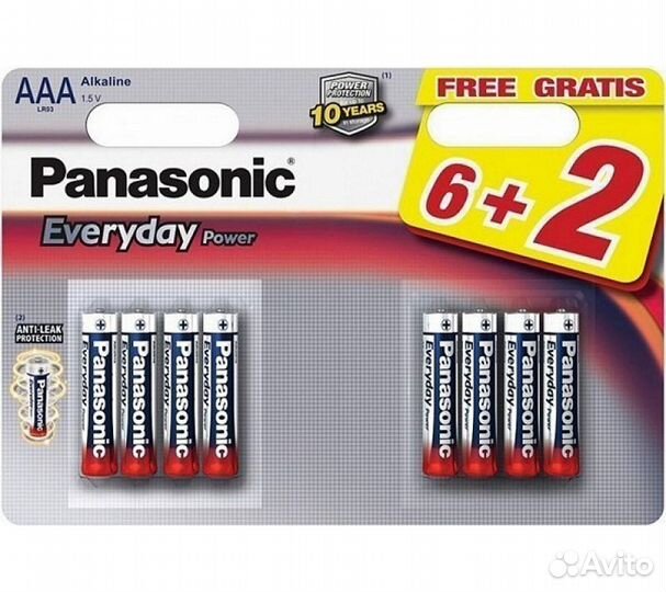 Батарейки Panasonic LR03REE/8B AAA щелочные Everyd