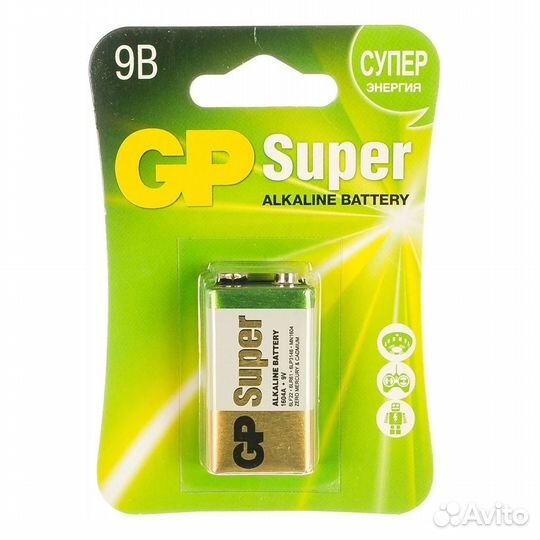 Батарейки GP Super Alkaline 9V крона алкалиновые