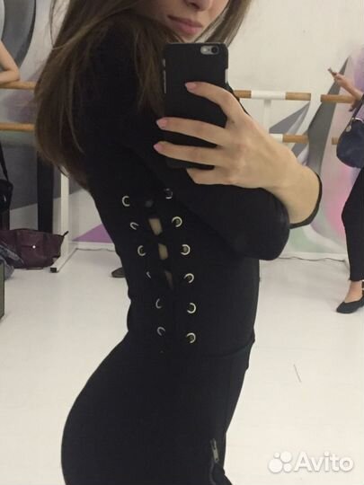 Боди со шнуровкой по бокам