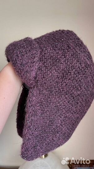 Вязанная шапка-ушанка женская новая La Planda