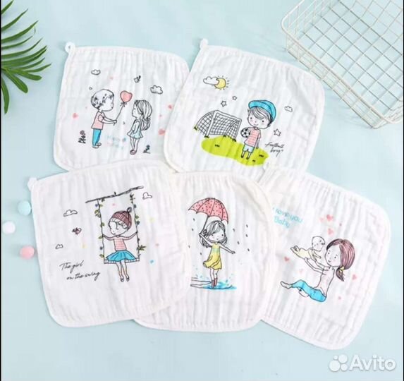 Муслиновые полотенца 30*30 новые