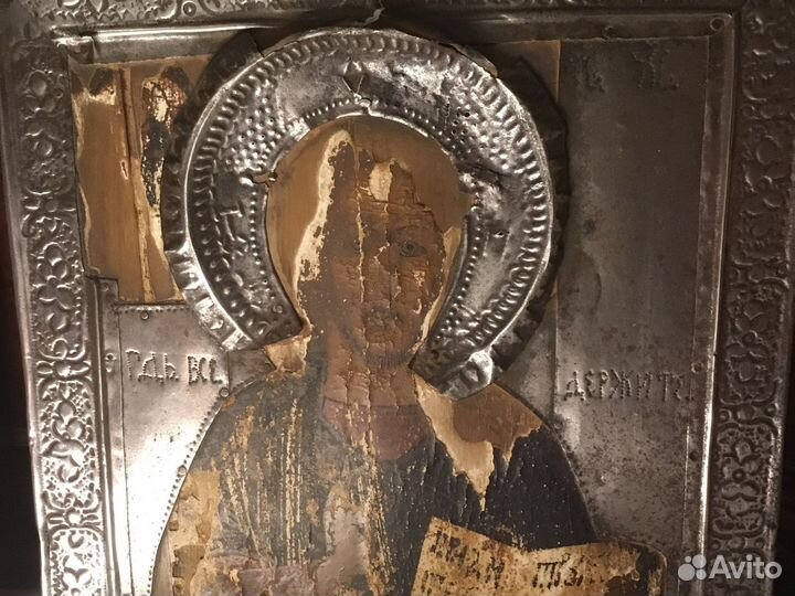 Старинные иконы оклад Вседержитель