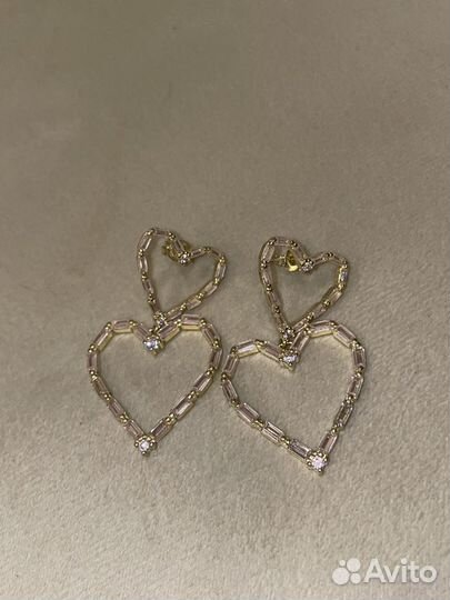 Серьги-каффы, серьги-сердца